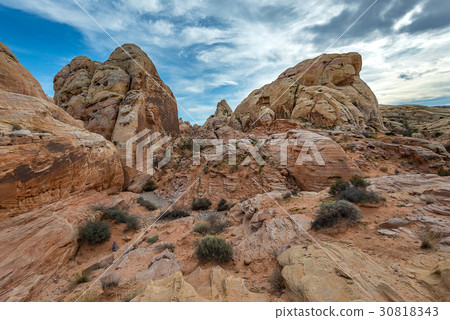 Colorful sandstone on the trail in Valley of Fire Colorful sandstone on the trail in Valley of Fire 30818343