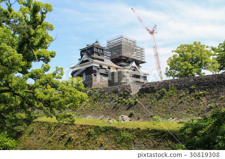 熊本城 熊本地震之后 图库照片