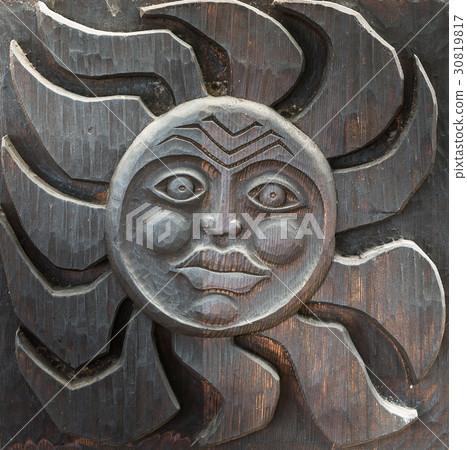 Tiki artwork on wood 30819817
