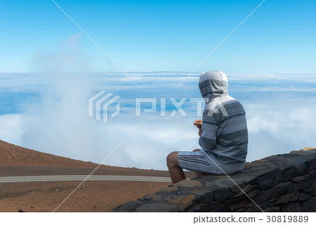 Boy on the top of mountain 30819889