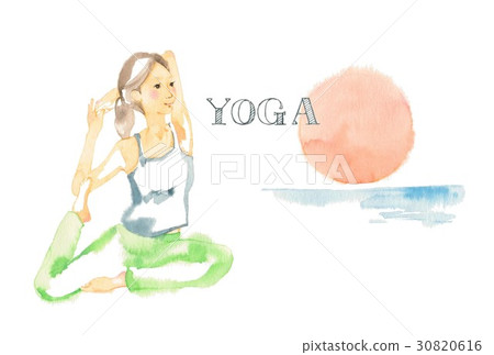 Yoga, sitting pose, morning sun and letters Yoga, sitting pose, morning sun and letters 30820616