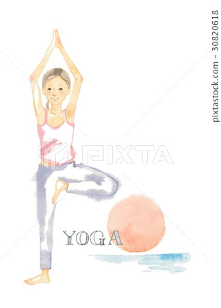 Yoga, standing pose, morning sun and letters Yoga, standing pose, morning sun and letters 30820618