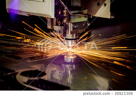 CNC Laser cutting of metal, industrial technology. 30821309