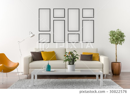 Picture frame interior set mockup 30822576