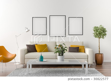 Picture frame interior set mockup Picture frame interior set mockup 30822577