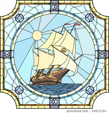 Illustration of sailing ships of the 17th century. 30823193