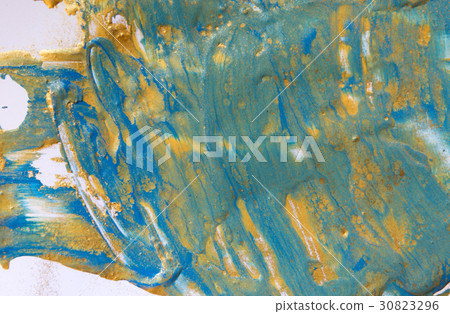 Blue and gold liquid texture. Hand drawn marbling Blue and gold liquid texture. Hand drawn marbling 30823296