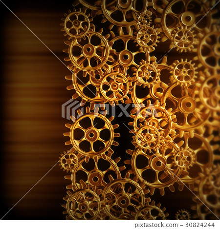 Gold gears and cogs macro Gold gears and cogs macro 30824244