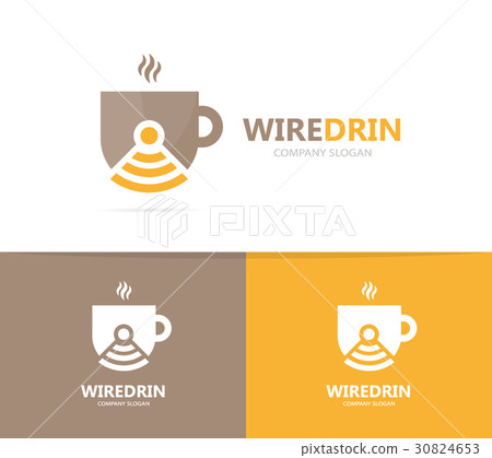 Vector of coffee and wifi logo combination. Drink Vector of coffee and wifi logo combination. Drink 30824653