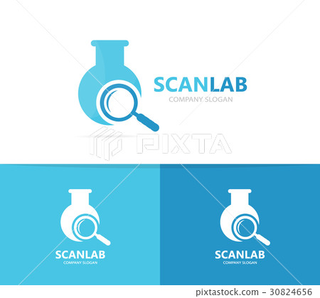 Vector of flask and loupe logo combination Vector of flask and loupe logo combination 30824656