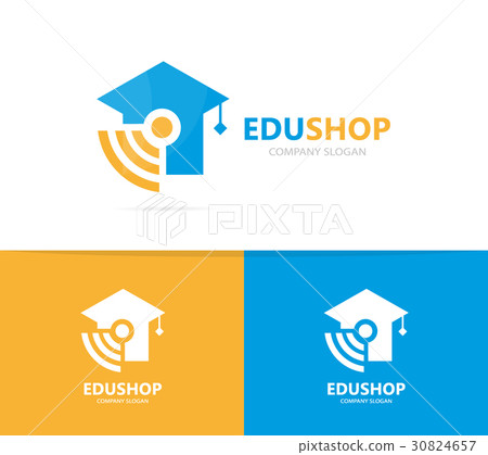 Vector of graduate hat and wifi logo combination 30824657