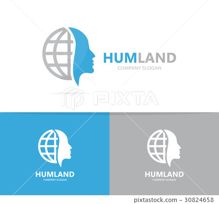 Vector of man and planet logo combination. Face Vector of man and planet logo combination. Face 30824658