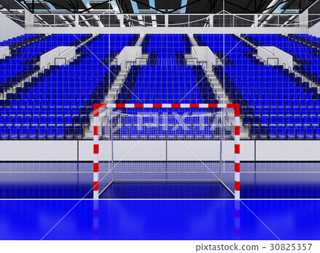 Beautiful  arena for handball with blue seats 30825357