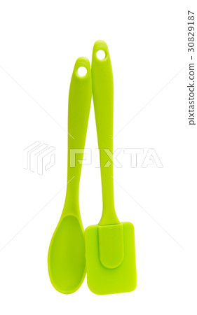 Green cooking silicone spatula 30829187