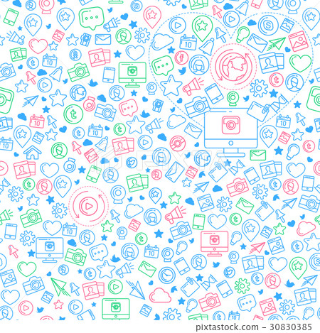 Social Media Blue Seamless Pattern - Stock Illustration [30830385] - PIXTA