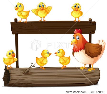 Wooden sign with hen and little chicks Wooden sign with hen and little chicks 30832896