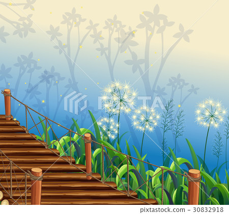 Nature scene with wooden bridge 30832918