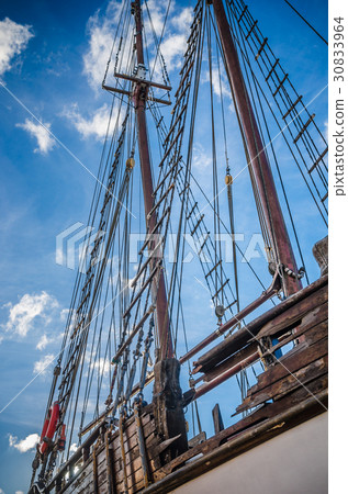 Old collapsing sailboats at the dock, close-up Old collapsing sailboats at the dock, close-up 30833964
