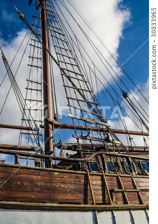 Old collapsing sailboats at the dock, close-up Old collapsing sailboats at the dock, close-up 30833965