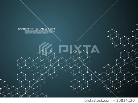 Hexagonal structure molecule dna of neurons system - Stock Illustration ...