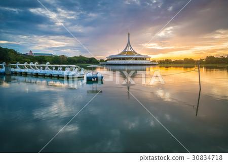 Beautiful sunrise in Rama9 public park in Bangkok Beautiful sunrise in Rama9 public park in Bangkok 30834718
