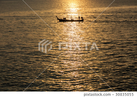 Dramatic Sunset with local boat in Thailand 30835055