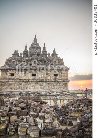 Sunset in Plaosan Temple 30835401