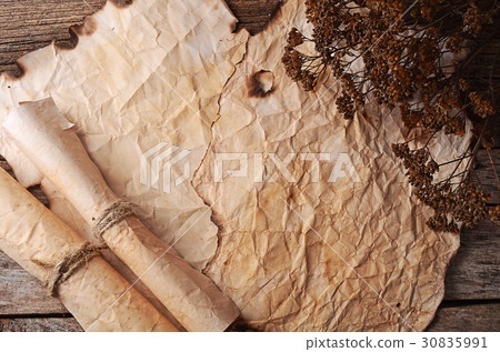 Old paper with the burned edges 30835991