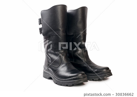 Mens black boots on white background Mens black boots on white background 30836662