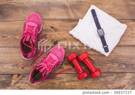 Sport objects equipment isolated healthy active Sport objects equipment isolated healthy active 30837157