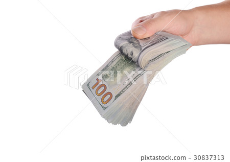 Dollars in man hand isolated on white background 30837313