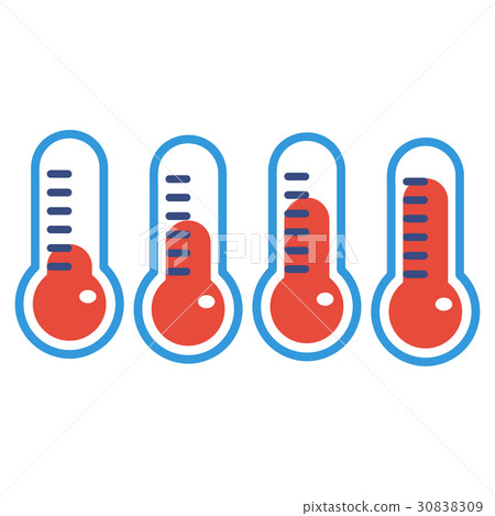 Red thermometers with different levels. Red thermometers with different levels. 30838309