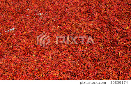 Dried red hot chilli pepper at the Asian market 30839174