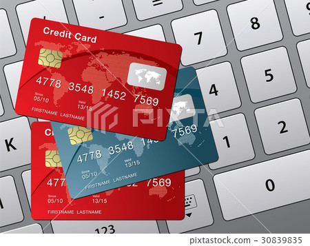 credit card and computer keyboard 30839835