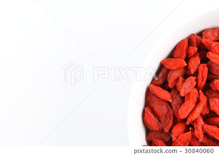 dried goji berries in a small white bowl 30840060
