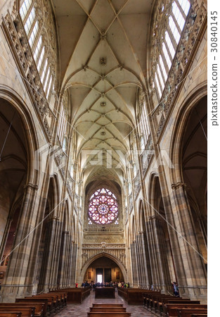 Interior of the St. Vitus Cathedral in Prague Interior of the St. Vitus Cathedral in Prague 30840145