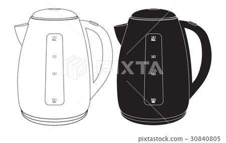 Electric kettle. Black and white icon. 30840805