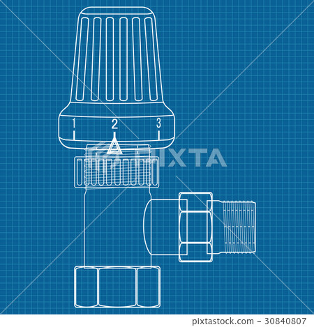 Thermostat. Water valve. Icon. Blueprint 30840807