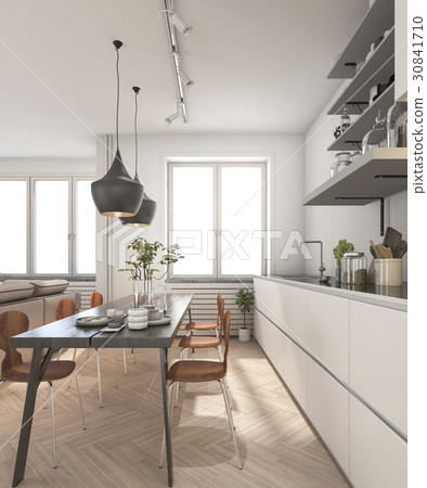 minimal wood scandinavian kitchen with lamp minimal wood scandinavian kitchen with lamp 30841710