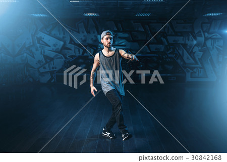Male rapper in dance studio, trendy lifestyle 30842168