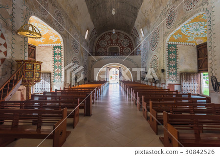 Interior of the Church in Uayma mayan town, Mexico 30842526