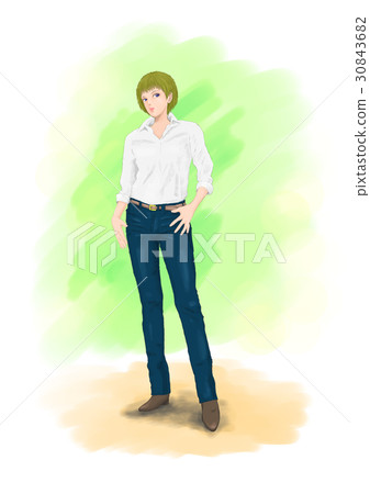 Girls wearing jeans 30843682