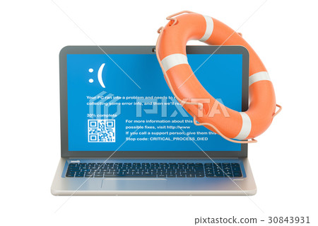 Laptop with lifebuoy, service and repair concept 30843931