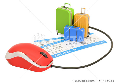 Online booking concept with suitcases and tickets 30843933