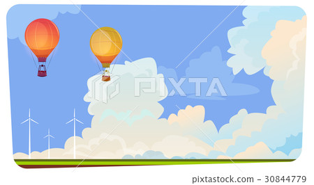 Colorful Air Balloons Flying In Sky Over Summer Colorful Air Balloons Flying In Sky Over Summer 30844779