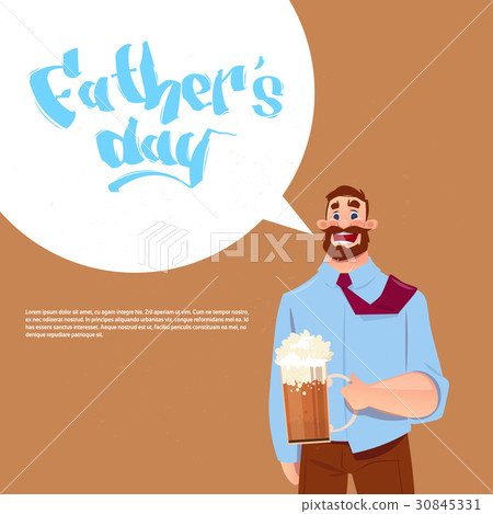 happy father day family holiday, dad hold beer-插圖素材 [3084533