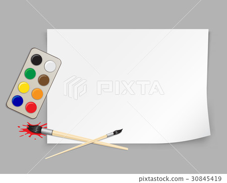paper template and brush paper template and brush 30845419