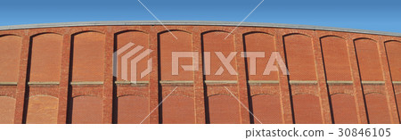 panoramic red brick wall blue sky big horizontal panoramic red brick wall blue sky big horizontal 30846105