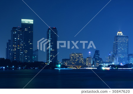bangkok city skyline from the Chao Phraya River bangkok city skyline from the Chao Phraya River 30847620