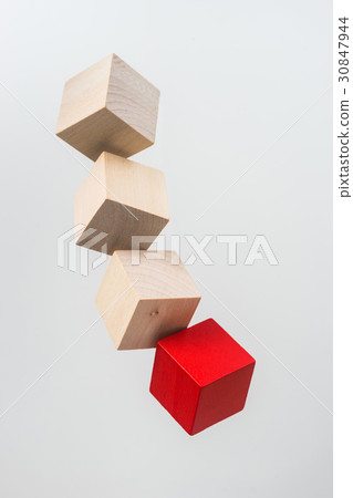 float wood cube on grey background float wood cube on grey background 30847944